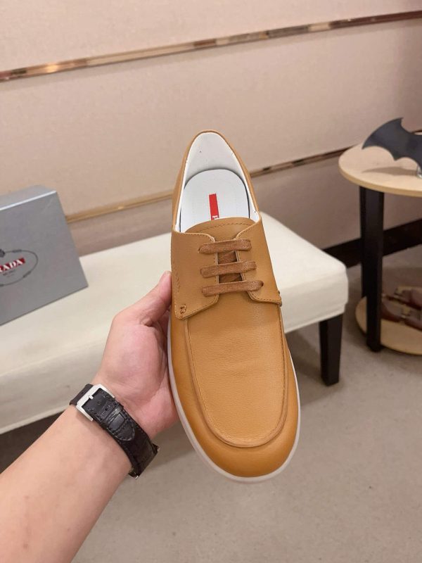 Prada Brown Leather Lace-Up Loafer