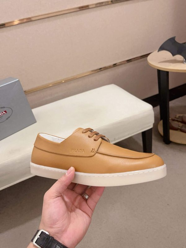 Prada Brown Leather Lace-Up Loafer