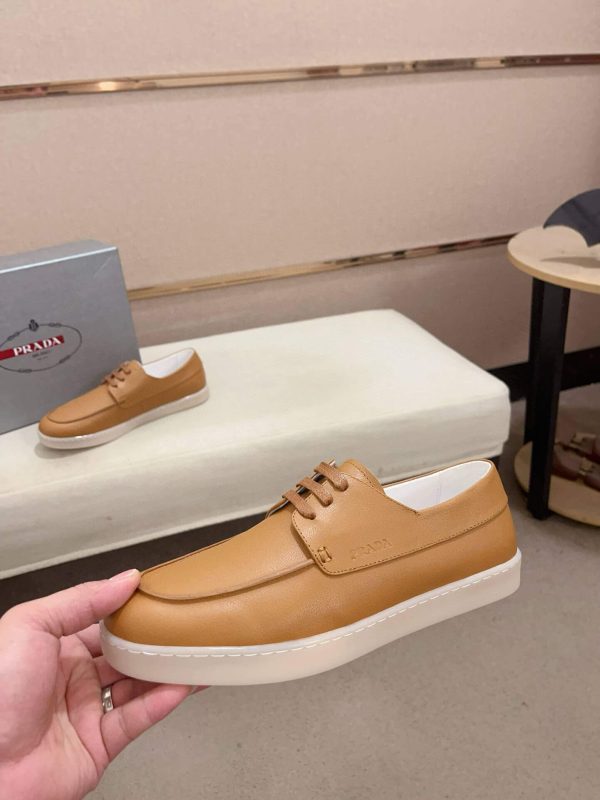 Prada Brown Leather Lace-Up Loafer