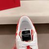 Valentino Garavani True Act Low-Top Trainer in White Nappa Leather And Red and Beige Toile Iconographe Fabric
