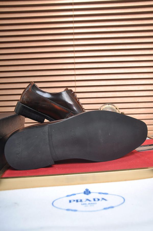 Prada Brown Formal Lace-Up Shoes with Minimalist Brogue Detailing