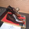 Prada Brown Formal Lace-Up Shoes with Minimalist Brogue Detailing
