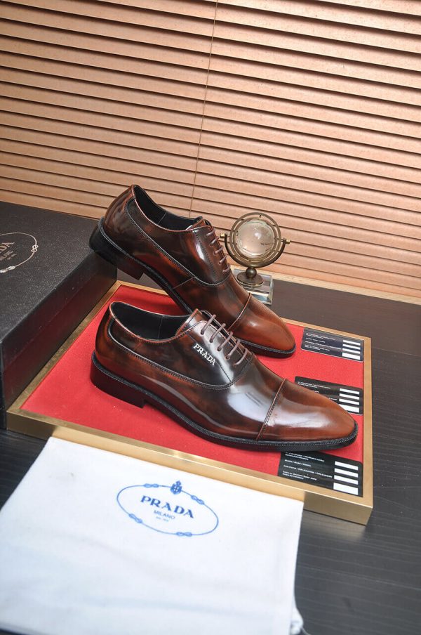 Prada Brown Formal Lace-Up Shoes with Minimalist Brogue Detailing