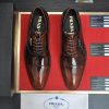 Prada Brown Formal Lace-Up Shoes with Minimalist Brogue Detailing