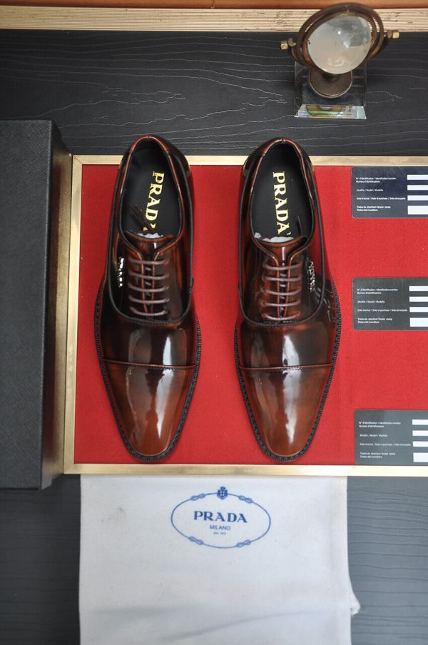 Prada Brown Formal Lace-Up Shoes with Minimalist Brogue Detailing