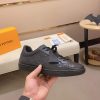 LOUIS VUITTON Luxembourg Sneaker in Black Monogram Embossed Leather