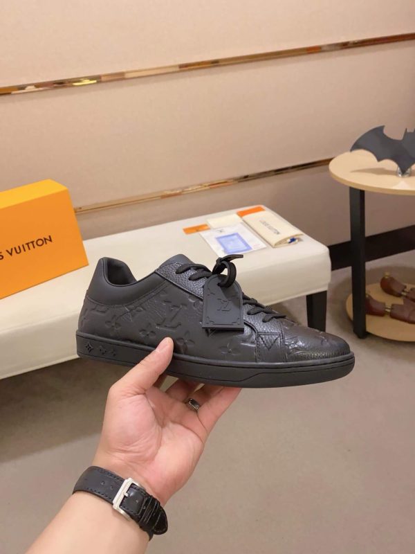 LOUIS VUITTON Luxembourg Sneaker in Black Monogram Embossed Leather