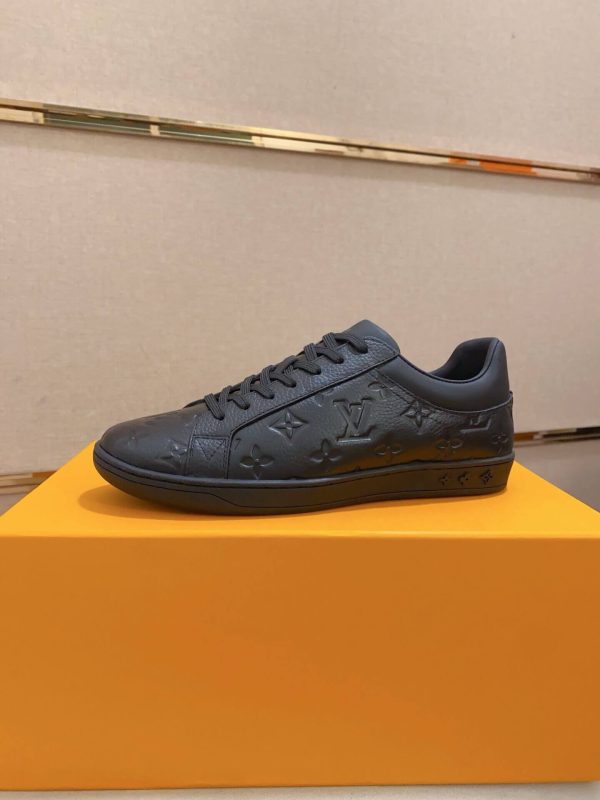 LOUIS VUITTON Luxembourg Sneaker in Black Monogram Embossed Leather