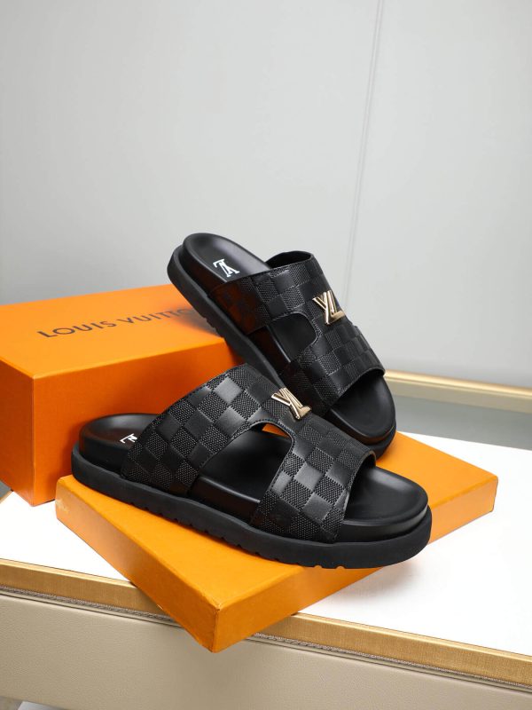 LV Black Damier Infini Leather Mule