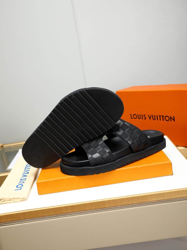 LV Black Damier Infini Leather Mule