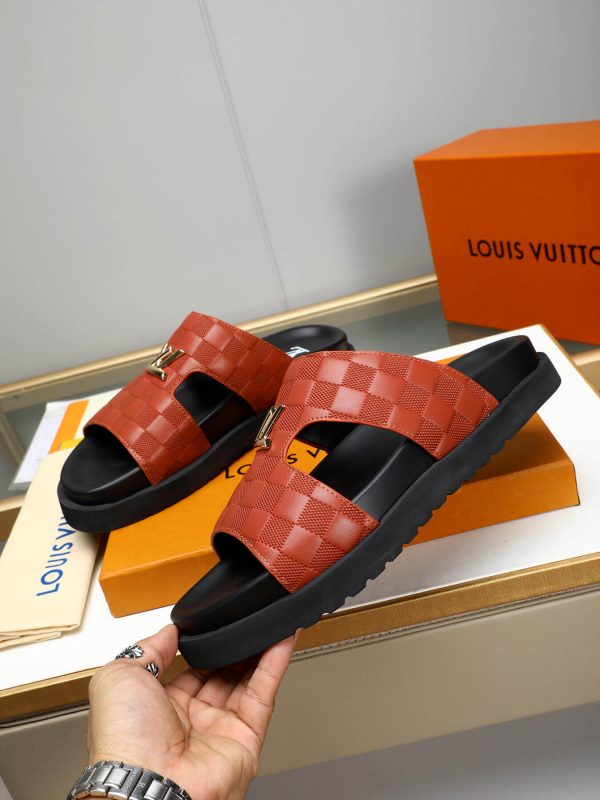 louisvuittonsandalsmen_3 LV Orange Damier Infini Leather Mule