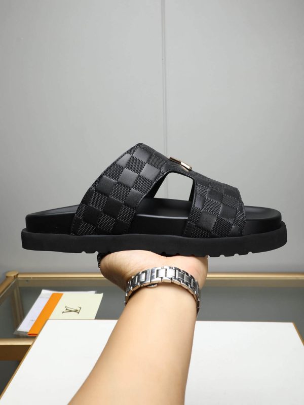 LV Black Damier Infini Leather Mule