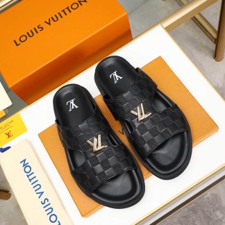 LV Black Damier Infini Leather Mule