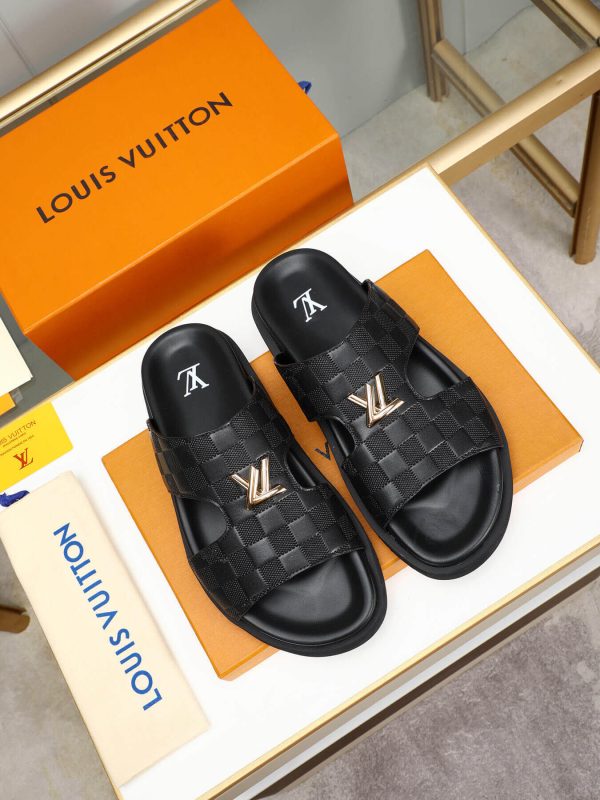 LV Black Damier Infini Leather Mule