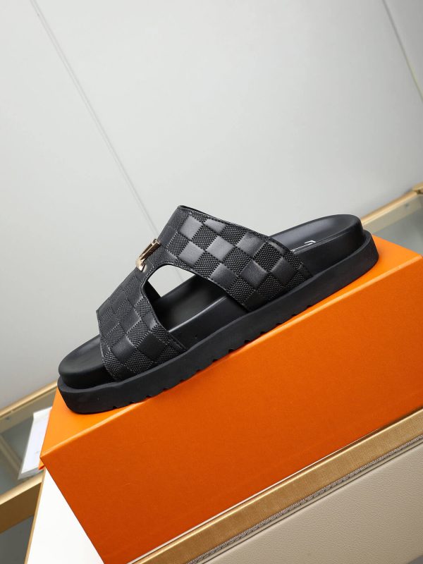 LV Black Damier Infini Leather Mule