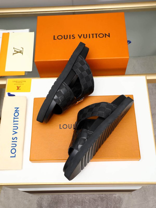 LV Black Damier Infini Leather Mule