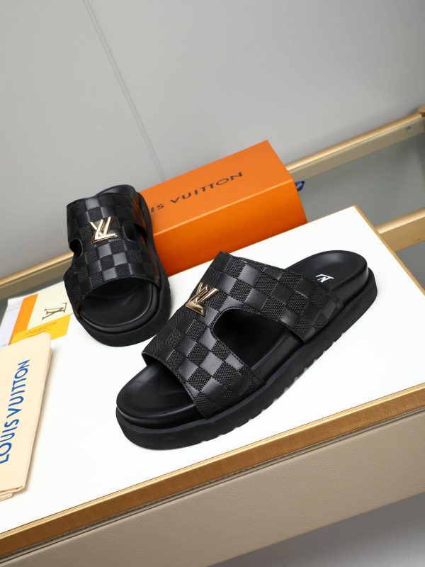 LV Black Damier Infini Leather Mule