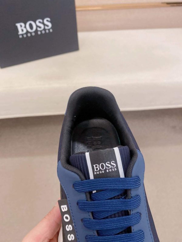 BOSS Mixed Materials Blue Trainer with Knit Upper