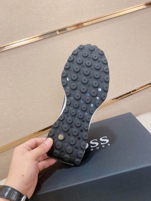 BOSS Mixed Materials Blue Trainer with Knit Upper