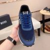 BOSS Mixed Materials Blue Trainer with Knit Upper