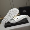 Prada White Leather Buckle Slides