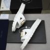 Prada White Leather Buckle Slides