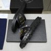 Prada Black Leather Buckle Slides
