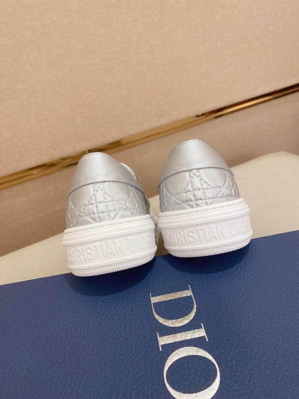 Dior Silver Quilted Cannage Calfskin Slip-On Sneaker