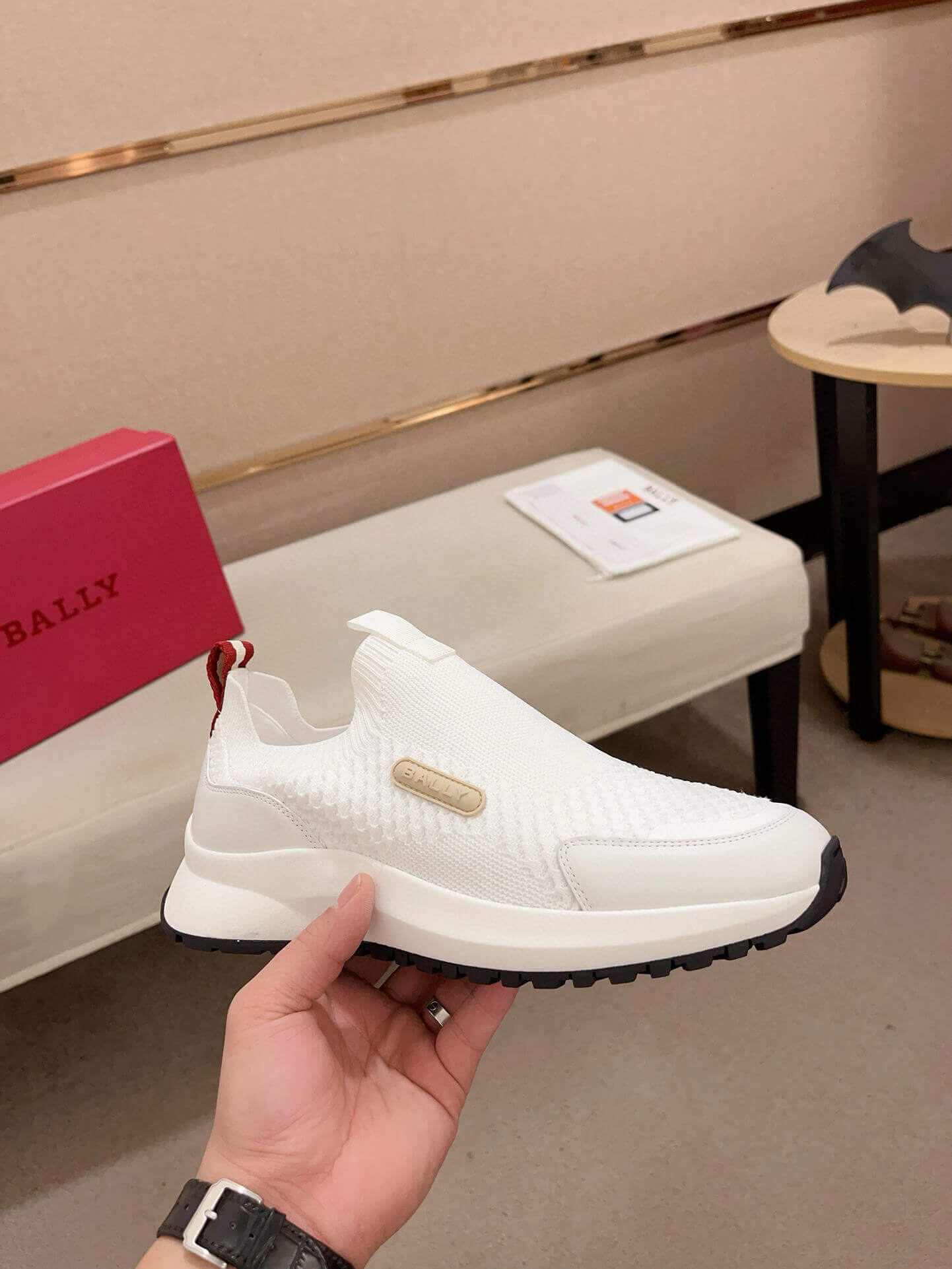 Bally Dewan Outline Sneaker In White Knit 5 Bally Dewan Outline Sneaker In White Knit - Image 5