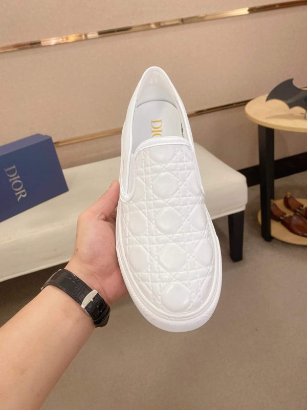 whiteDiorslip-onsneakerwithaquiltedpattern_2 Dior White Quilted Cannage Calfskin Slip-On Sneaker