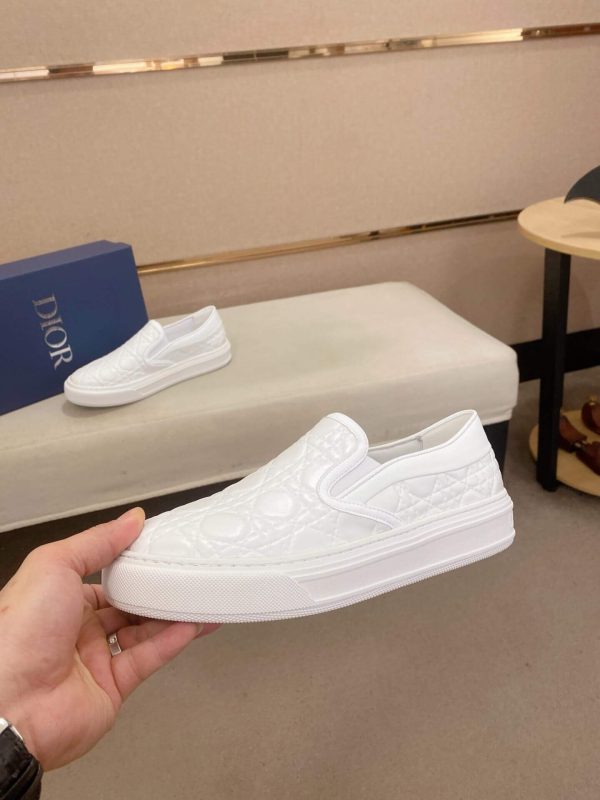 whiteDiorslip-onsneakerwithaquiltedpattern_4 Dior White Quilted Cannage Calfskin Slip-On Sneaker