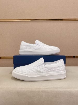 Dior White Quilted Cannage Calfskin Slip-On Sneaker