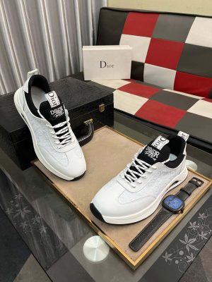 Dior Men's Sneaker in White Dior Oblique Jacquard and White Leather