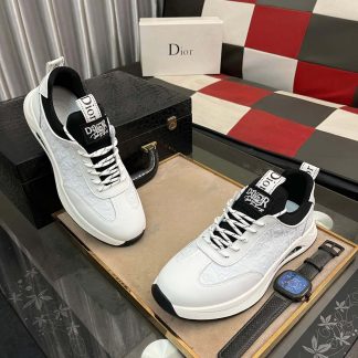 Dior Men's Sneaker in White Dior Oblique Jacquard and White Leather