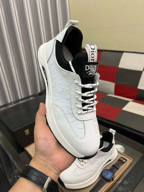 whiteDiorsneakerwithblackaccents._4 Dior Men's Sneaker in White Dior Oblique Jacquard and White Leather