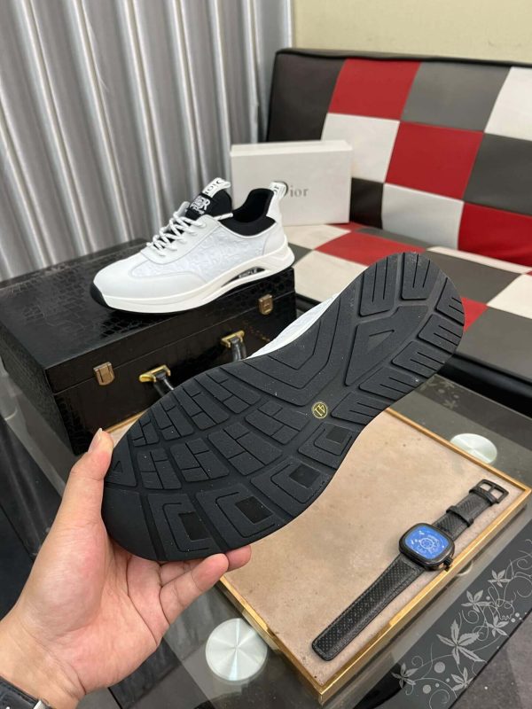 whiteDiorsneakerwithblackaccents._5 Dior Men's Sneaker in White Dior Oblique Jacquard and White Leather