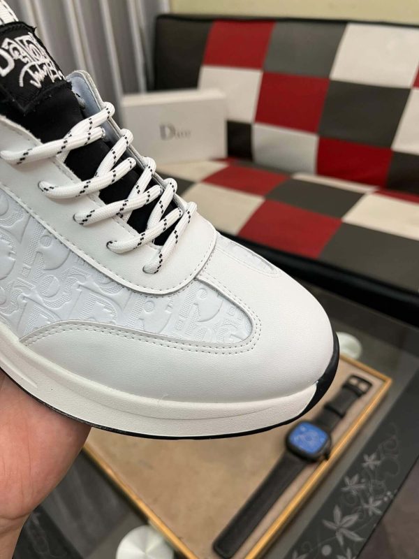 whiteDiorsneakerwithblackaccents._8 Dior Men's Sneaker in White Dior Oblique Jacquard and White Leather