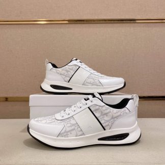 Dior White and Grey Dior Oblique Jacquard Runner Sneaker