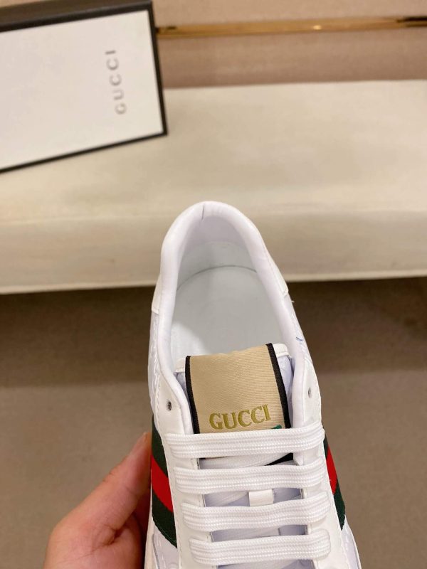 Gucci White GG Supreme Leather Sneaker with Web
