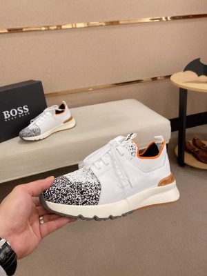 Boss Mixed Materials Trainers White and Black