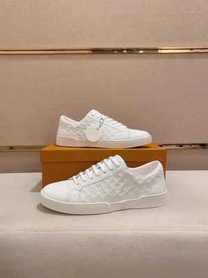 Louis Vuitton White Embossed Smooth Leather Match Up Sneaker