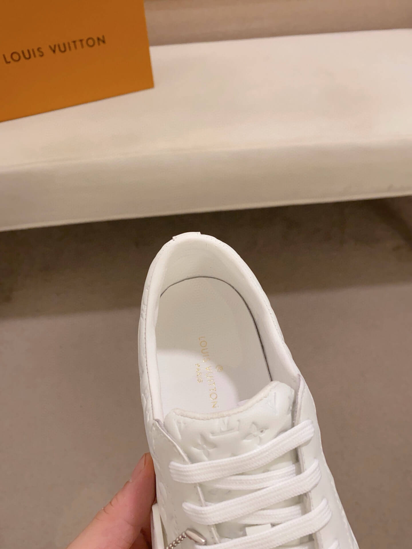 Louis Vuitton White Embossed Smooth Leather Match Up Sneaker 4 Louis Vuitton White Embossed Smooth Leather Match Up Sneaker - Image 4