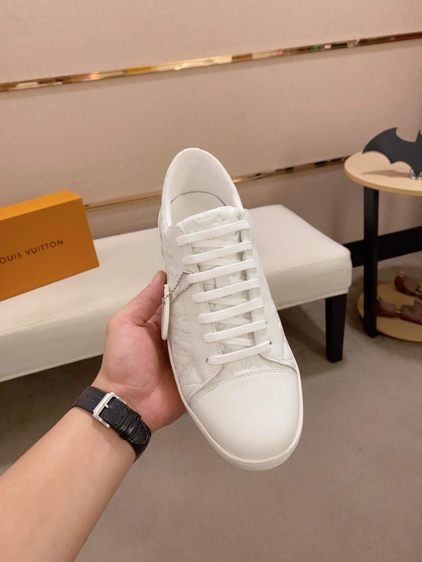 Louis Vuitton White Embossed Smooth Leather Match Up Sneaker 3 Louis Vuitton White Embossed Smooth Leather Match Up Sneaker - Image 3