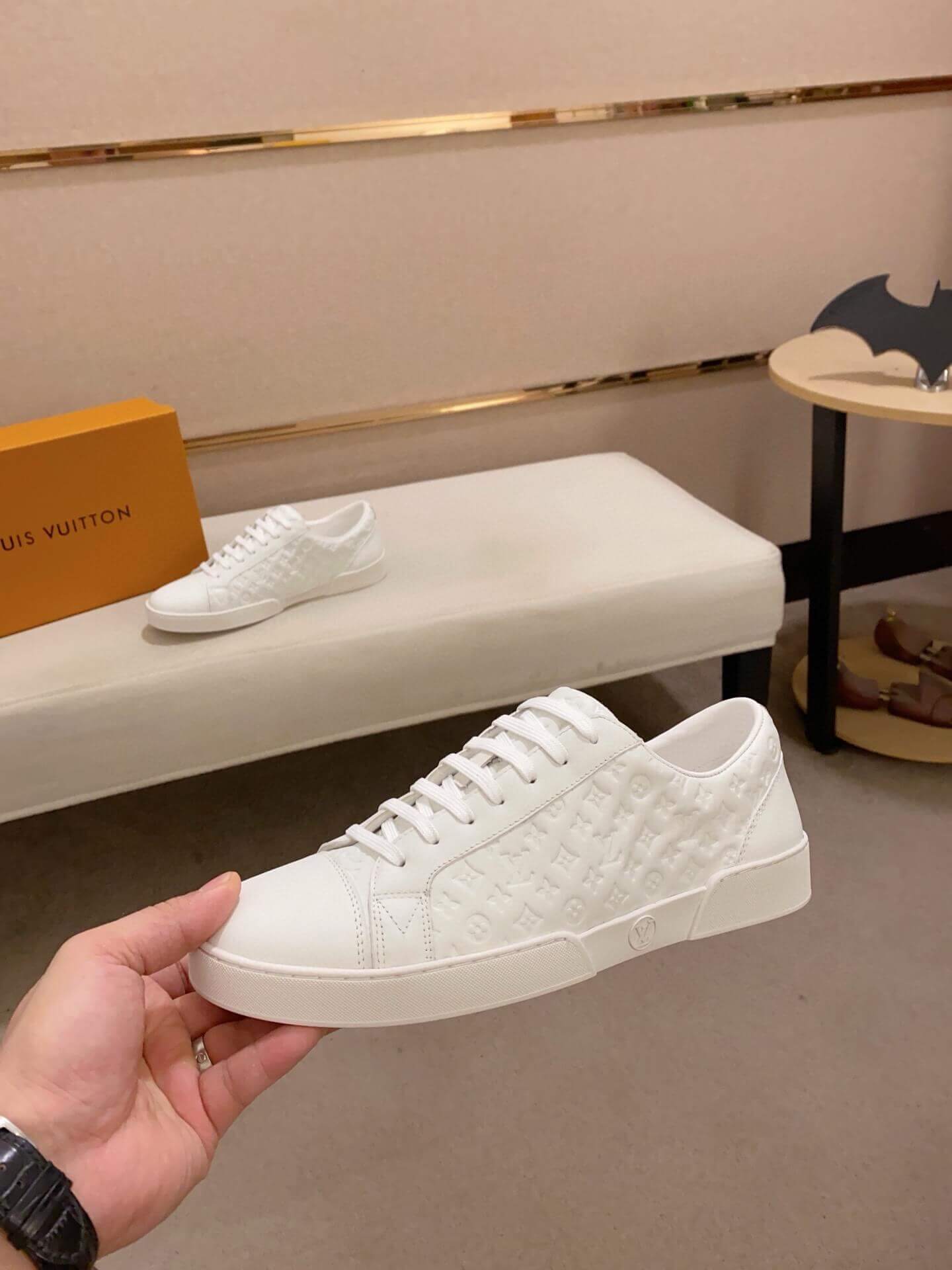 Louis Vuitton White Embossed Smooth Leather Match Up Sneaker 6 Louis Vuitton White Embossed Smooth Leather Match Up Sneaker - Image 6
