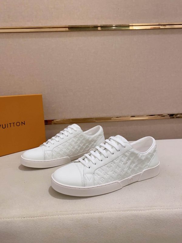 Louis Vuitton White Embossed Smooth Leather Match Up Sneaker