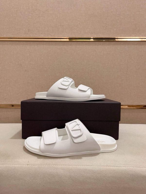 Valentino Garavani VLogo Sandals in White Leather
