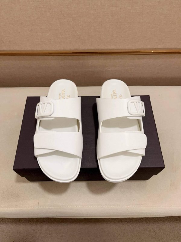 Valentino Garavani VLogo Sandals in White Leather