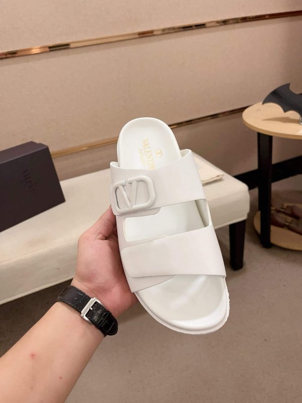 Valentino Garavani VLogo Sandals in White Leather