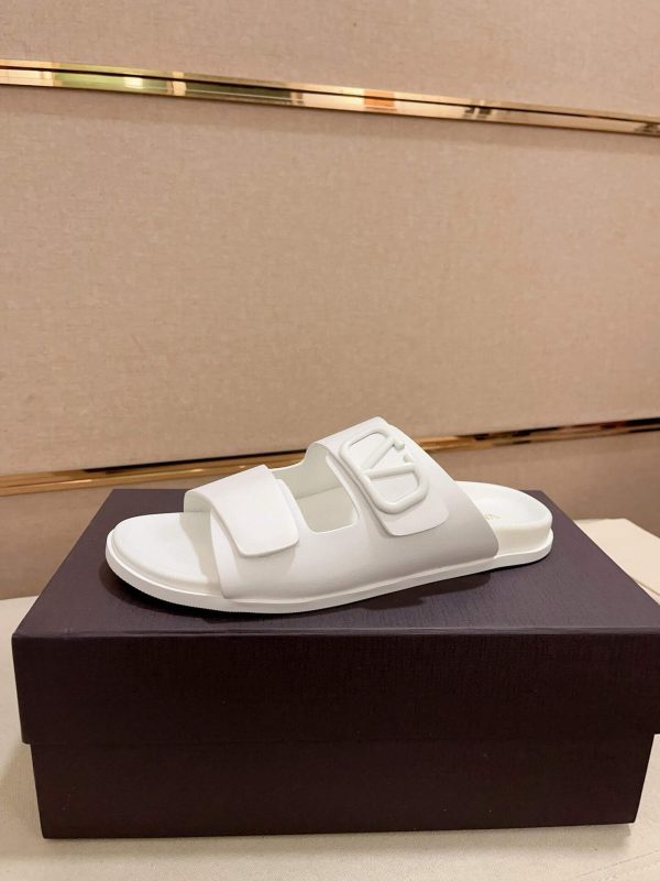 Valentino Garavani VLogo Sandals in White Leather