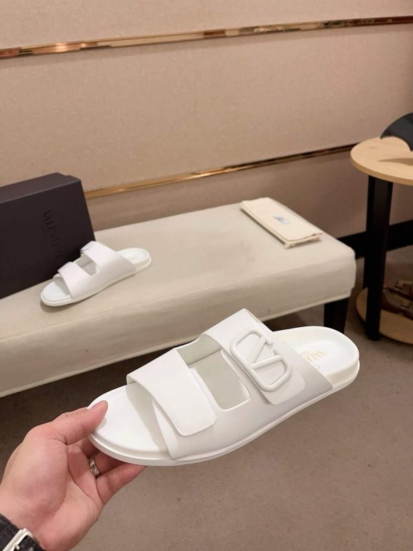 Valentino Garavani VLogo Sandals in White Leather